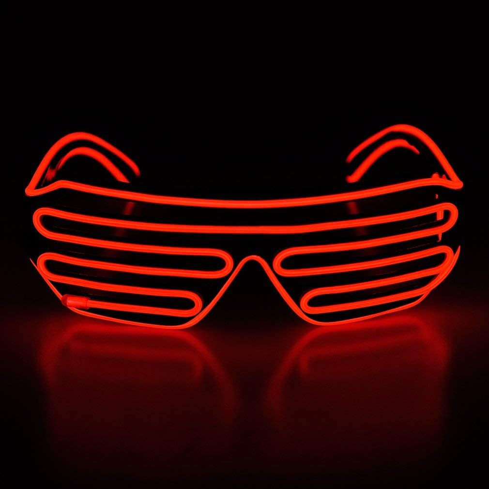 KingCorey Light Up Flashing Shutter Neon Rave Glasses El Wire LED